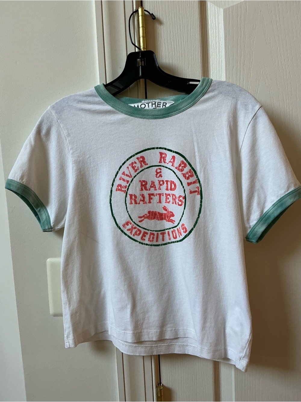 MOTHER DENIM THE ITTY BITTY RINGER GRAPHIC TEE SHIRT